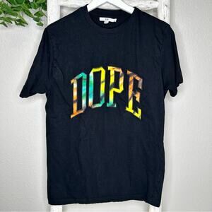 Dope Tie Dye Graphic Print Black T Shirt Men's Short Sleeve Casual‎ Top Large